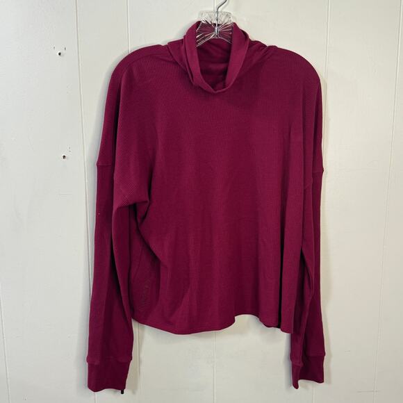 Calvin Klein Tops - Calvin Klein Womens Thermal Knit Top Size XXL Red Long Sleeve Cropped Turtleneck